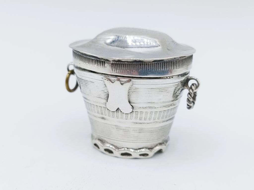 Zilveren lodereindoosje, D.H. Greup, Schoonhoven, ca. 1840, Verzenden, Zilver