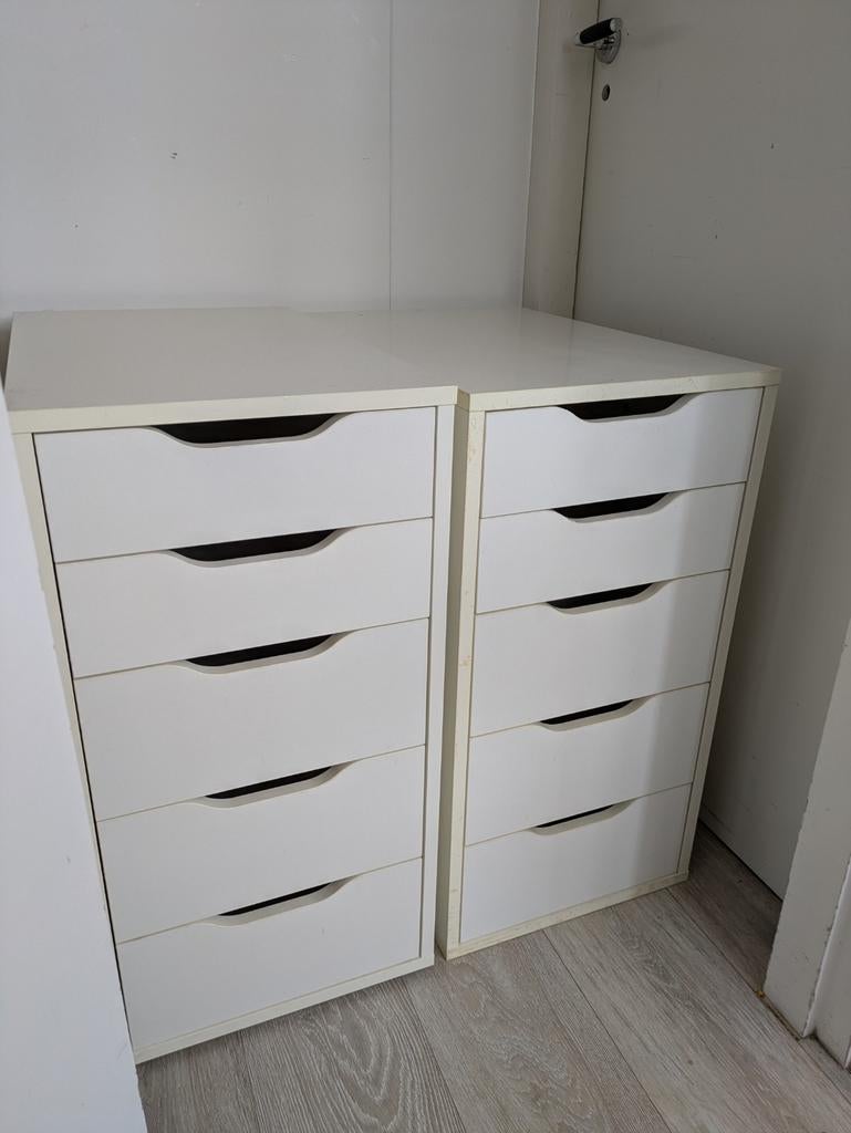 2x IKEA Alex ladekast wit kastje voor bureau, Ophalen, Minder dan 50 cm, Gebruikt, 5 laden of meer