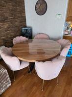 Prachtige mango tafel set met richmond stoelen te koop, Huis en Inrichting, Ophalen of Verzenden, Zo goed als nieuw, Rond, 50 tot 100 cm