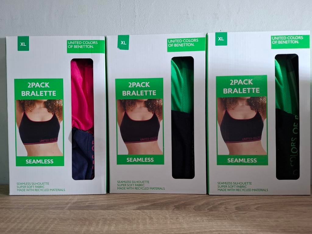 6x Bralette / sportbeha United Colors of Benetton L / XL, Kleding | Dames, Benetton, Zwart, Maat 46/48 (XL) of groter, Nieuw