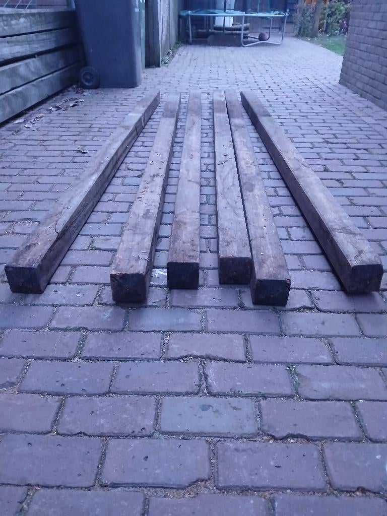 Te koop Hardhouten palen, Tuin en Terras, Palen, Balken en Planken, Ophalen, Gebruikt, Palen, Hardhout
