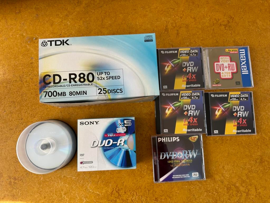 Diverse beschrijfbare DVD+R - DVD+RW - CD-R80, Ophalen of Verzenden, Nieuw, Dvd