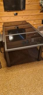 Uitschuifbare eettafel met glazen blad, Huis en Inrichting, Tafels | Eettafels, Gebruikt, 150 tot 200 cm, Rechthoekig, 50 tot 100 cm