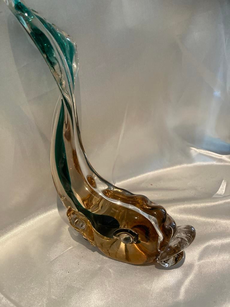 Mondgeblazen Murano vis van massief glas, Ophalen of Verzenden
