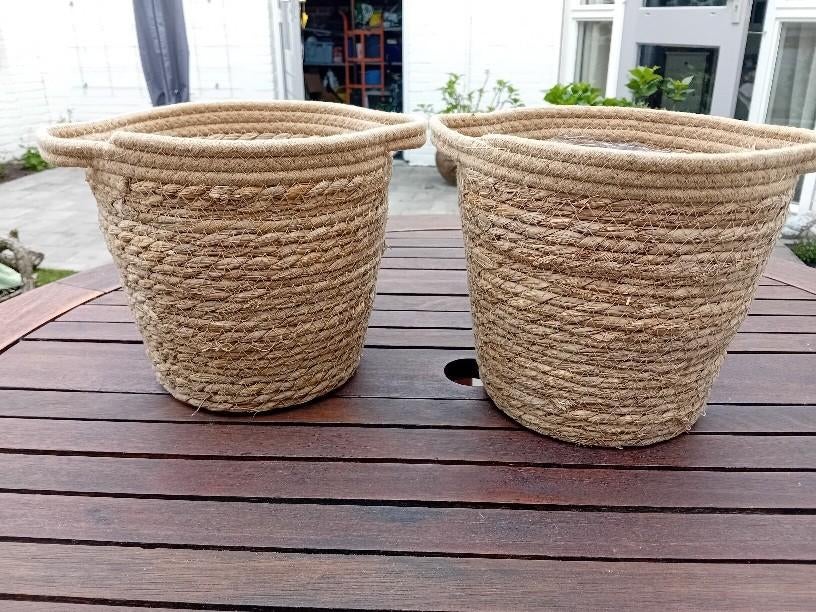 2x plantenmand zeegras 22,5Hx23,5B ZGAN, Ophalen, Overige materialen, Mand, Rond