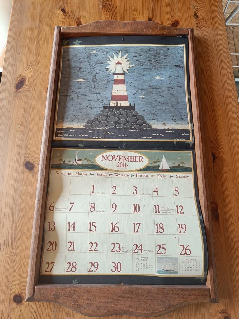 The lang houten kalender frame of als fotolijst, Diversen, Kalenders, Ophalen of Verzenden, Jaarkalender