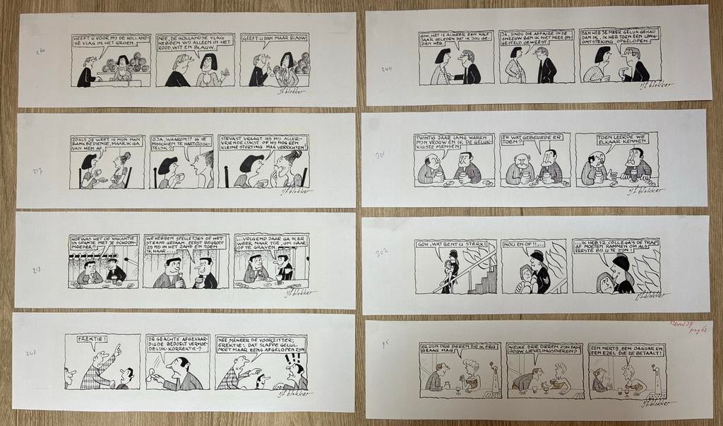 8 pentekeningen IJf Blokker (Barend Servet) voor Revue, Ophalen of Verzenden