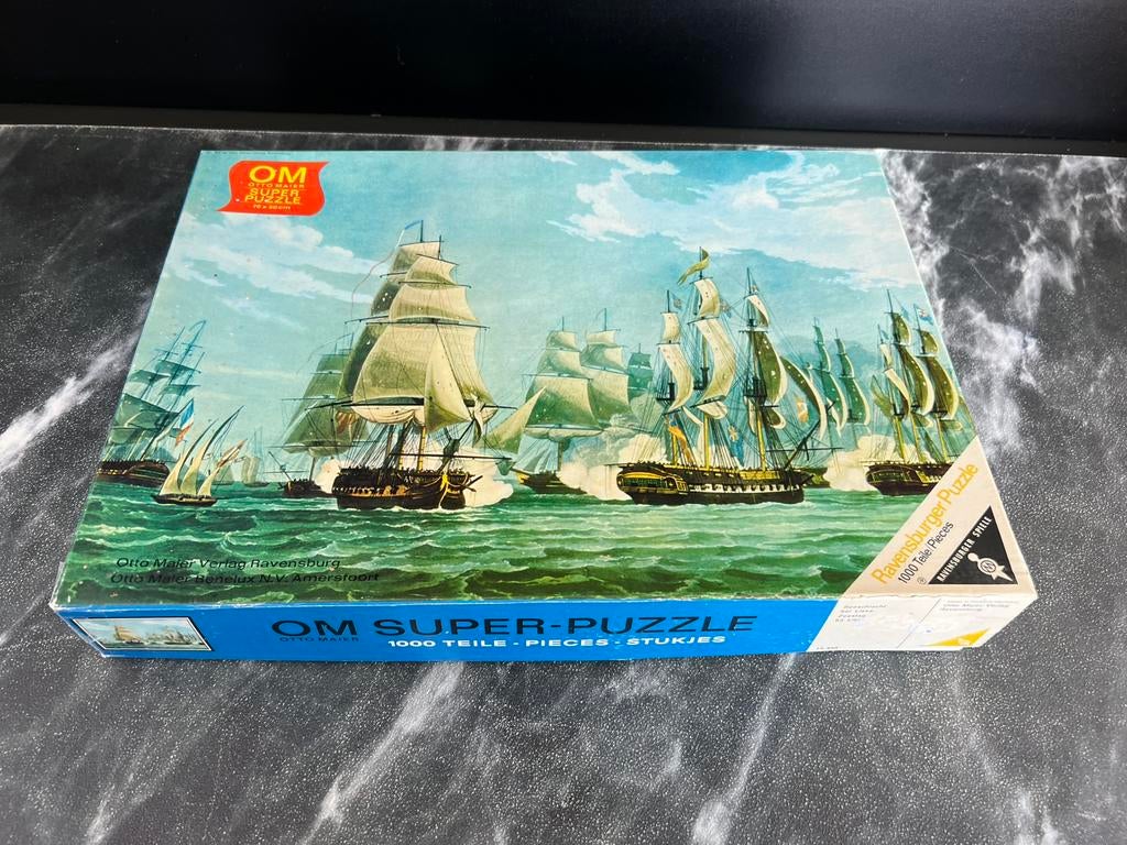 Vintage Ravensburger puzzel 1000 stukjes Slag bij Lisse, Ophalen of Verzenden, 500 t/m 1500 stukjes, Zo goed als nieuw
