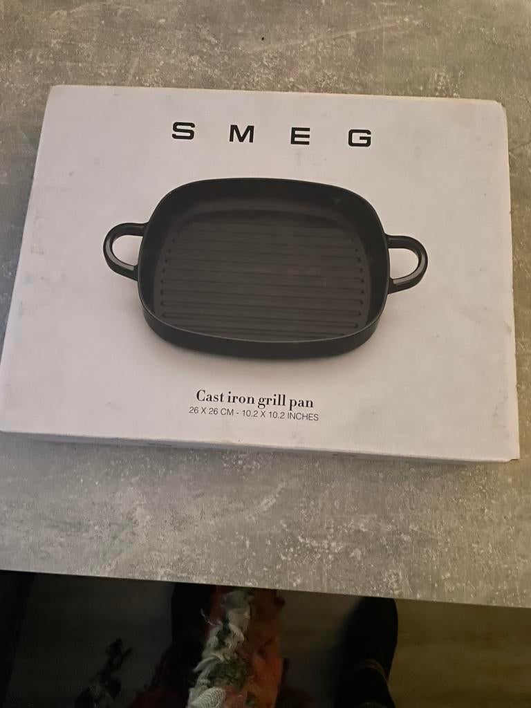 Smeg cast Iron grill pan, Ophalen, Gietijzer, Koekenpan of Braadpan