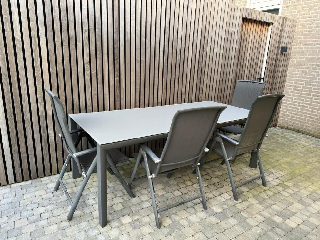 Tuintafel met 6 stoelen 4SO, Ophalen, Gebruikt, 6 zitplaatsen, Aluminium