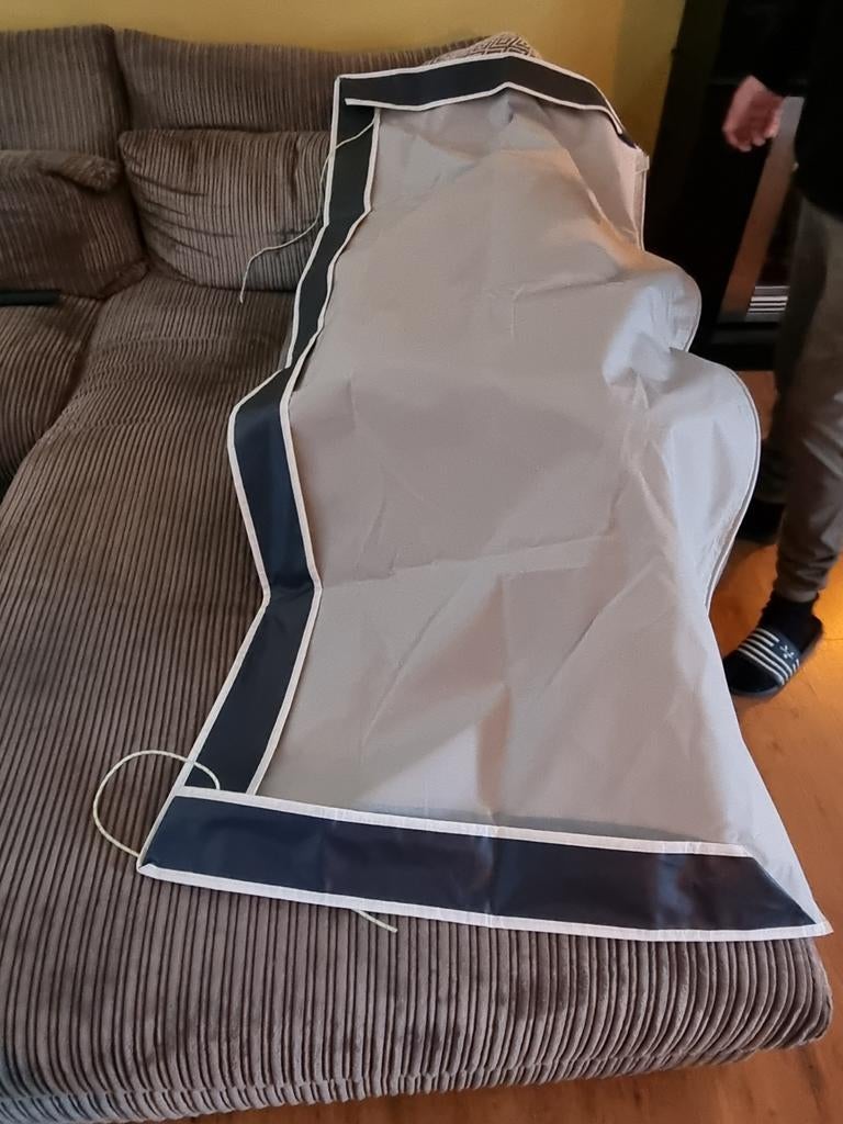 Raamluifel caravan 1.85 x 80 blauwe rand nieuw, Caravans en Kamperen, Caravan accessoires, Ophalen of Verzenden