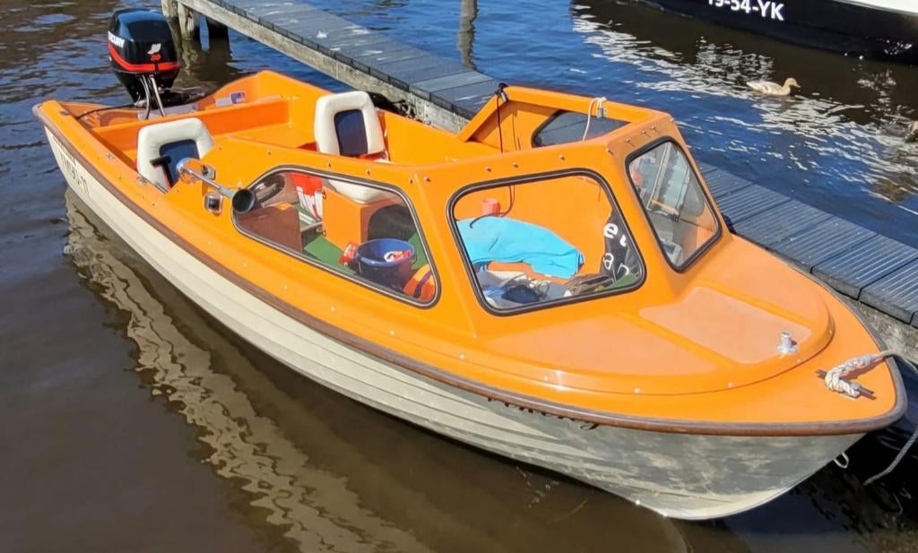 Askeladden stevige snelle toerboot, oranje/wit., Ophalen, Gebruikt