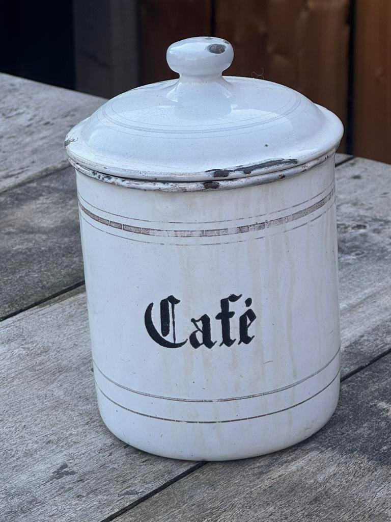 Emaille franse koffie voorraad pot, Antiek en Kunst, Antiek | Emaille, Ophalen of Verzenden