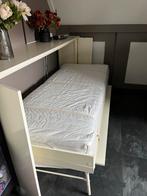 Opklapbed met ombouw, eenpersoons, Ophalen, Eenpersoons, Wit, 190 cm of minder