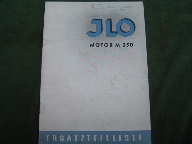 JLO M250 viergang 1952 ? ersatzteilliste onderdelenboek, Ophalen of Verzenden, Overige merken