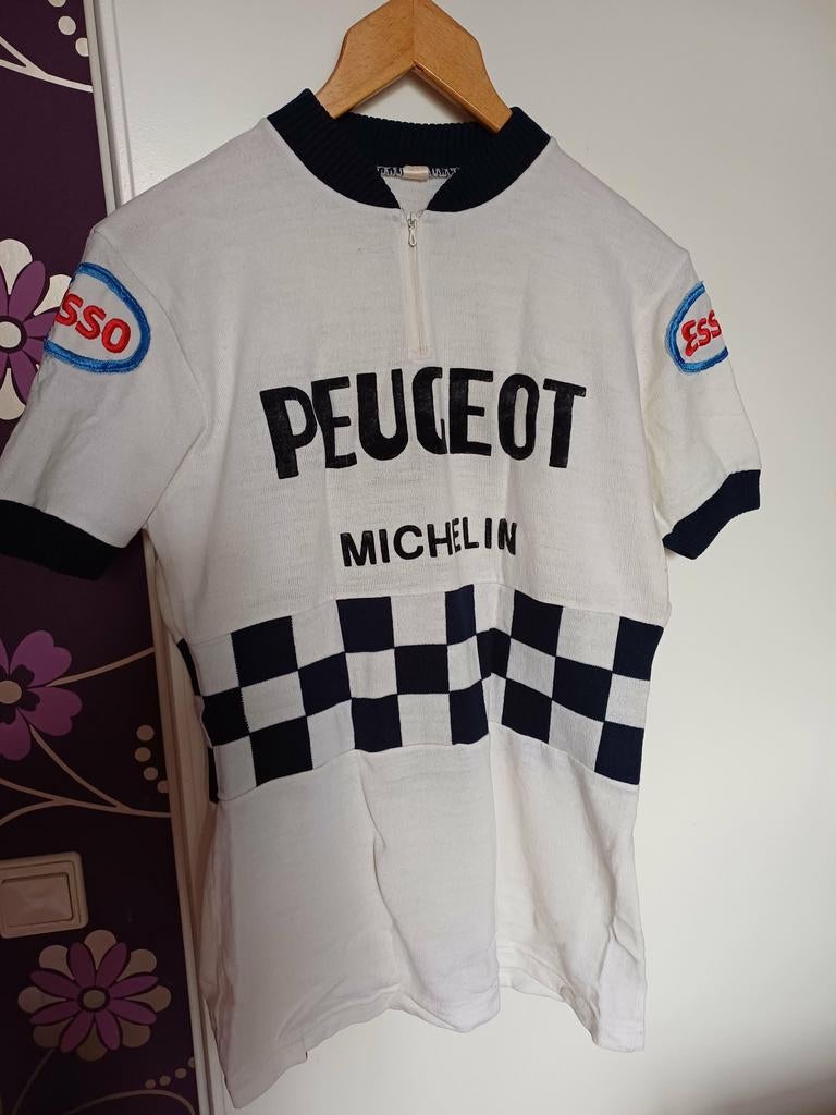 Vintage wollen shirt Peugeot Michelin, Ophalen of Verzenden, Zo goed als nieuw, Maat 52/54 (L)