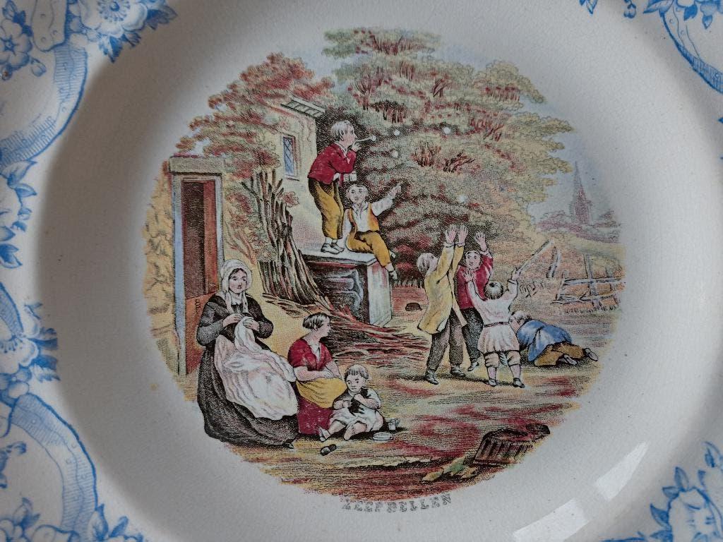 antiek ontbijt/bordje Louis Regout de Bellenblazers, Ophalen of Verzenden