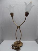 Tafellamp | twee elegante lampjes met golfkap | brons, Huis en Inrichting, Lampen | Tafellampen, Ophalen, Zo goed als nieuw, Glas