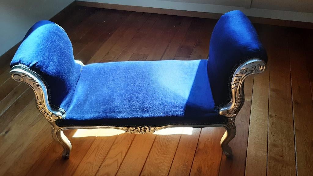Canapé nostalgisch bankje met velvet look, Antiek en Kunst, Ophalen
