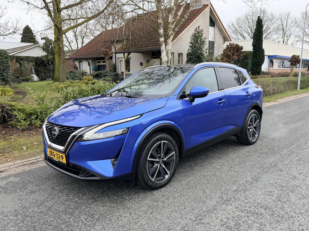 Nissan Qashqai 1.3 MHEV 158PK Automaat Tekna•Pano•ACC, Euro 6, Blauw, Leder en Stof, Bedrijf