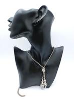 Zilveren jasseronketting met breipendoppen, 90 cm., Verzenden, Zilver, Ketting