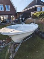 Boot met trailer en afdekzeil, Ophalen, Zo goed als nieuw, Buitenboordmotor, Polyester