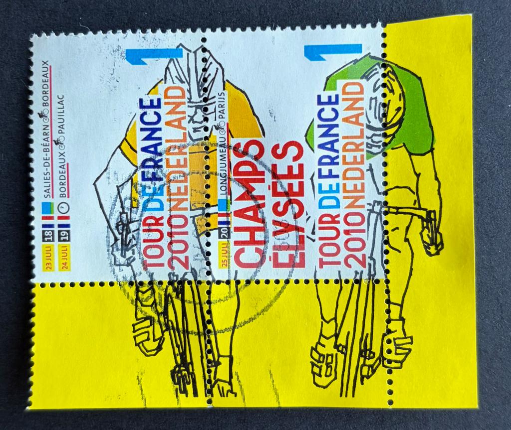 Postzegels Nederland duo Tour de France met hoektabs, Postzegels en Munten, Postzegels | Nederland, Ophalen of Verzenden, Na 1940