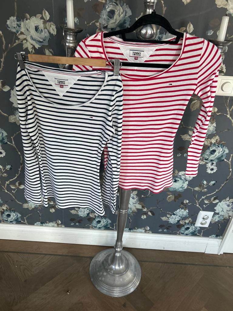 Tommy Jeans gestreepte longsleeve (rood/wit & blauw/wit), Ophalen of Verzenden, Zo goed als nieuw, Lange mouw, Maat 34 (XS) of kleiner