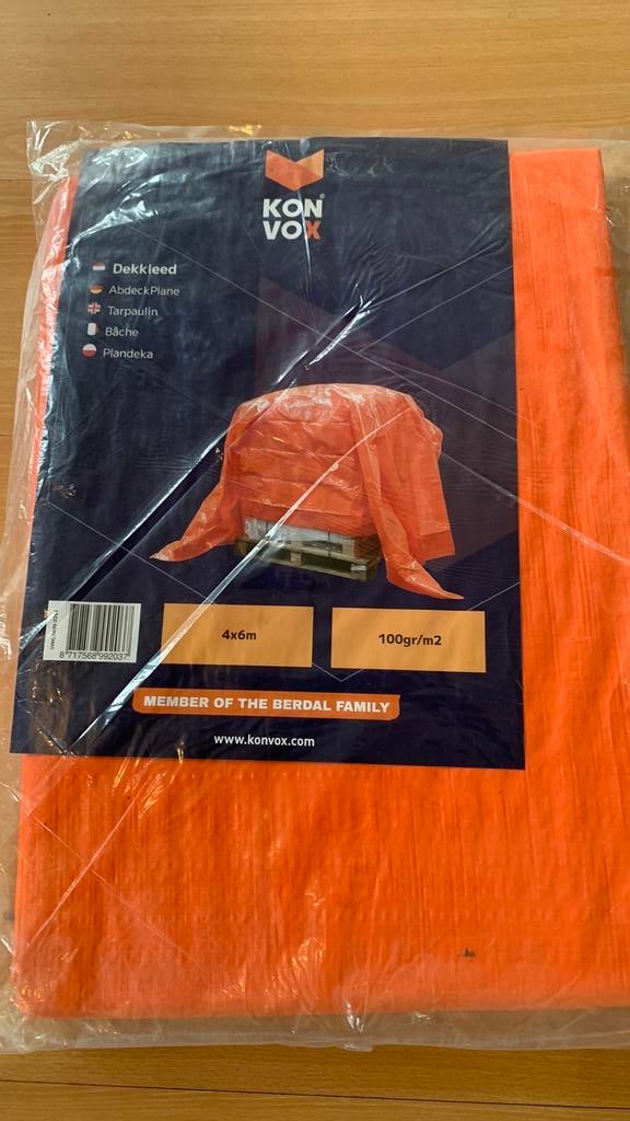Twee oranje dekkleden 4 bij 6 meter, Ophalen of Verzenden, Zo goed als nieuw, 15 m² of meer, Zeil