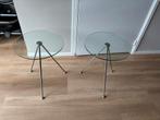 Vintage design bijzettafel glastafel, Ophalen, Minder dan 55 cm, ., Rond