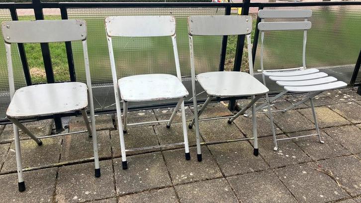 Klapstoel combitex 4 stuks, Huis en Inrichting, Stoelen, Gebruikt, Vier, Metaal, Grijs, Ophalen