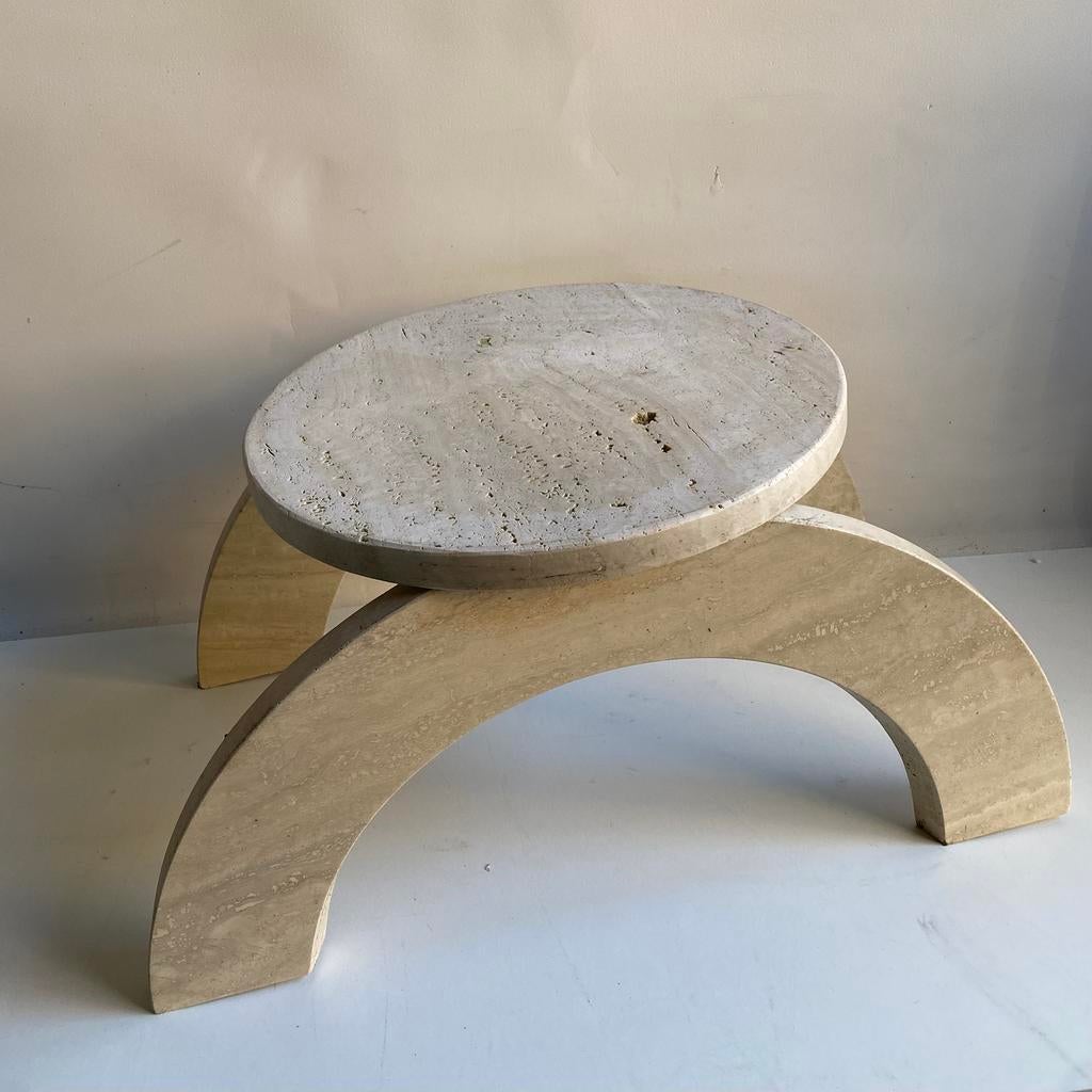 Travertin buiten tafel / bijzettafel Brutalist , jaren 80, Ophalen, Overige materialen, Gebruikt, Onbekend