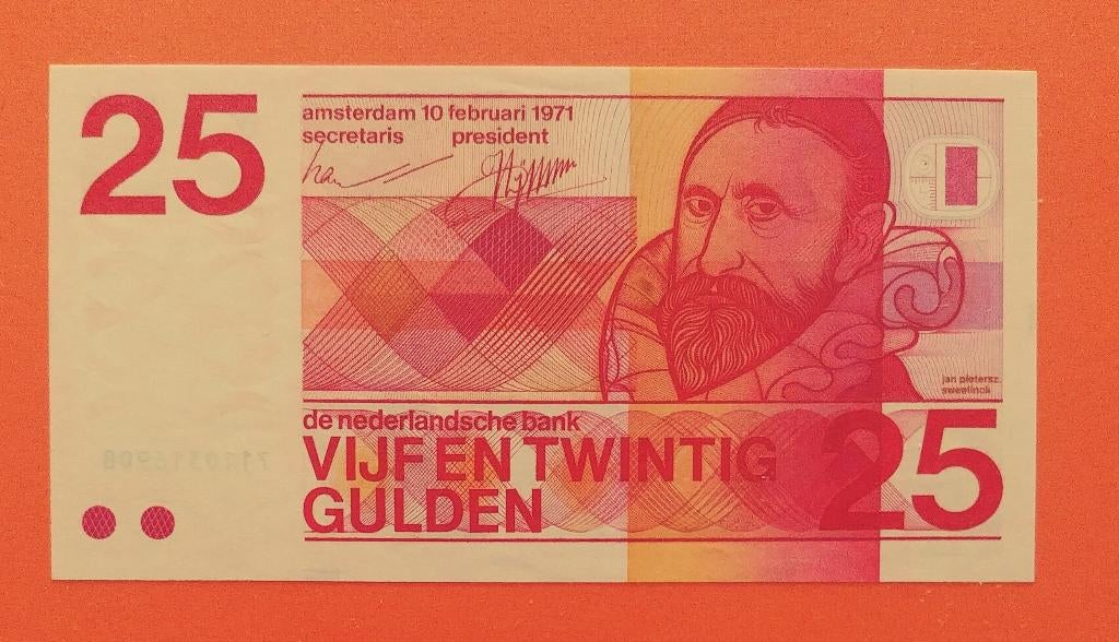 Bankbiljet 25 gulden 1971 Sweelinck, cat. PL70.b2 / 84-1, Postzegels en Munten, Bankbiljetten | Nederland, Verzenden, 25 gulden