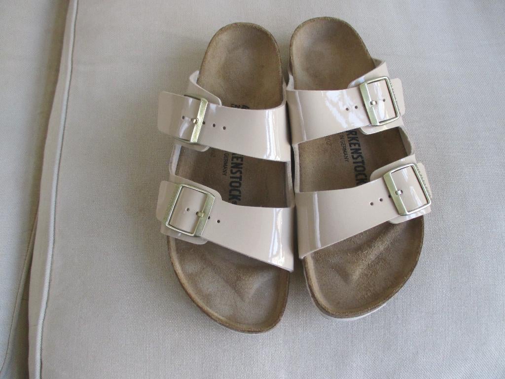 Birkenstock Arizona mt 41 smal, Slippers, Verzenden, Beige, Zo goed als nieuw