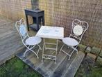Brocante bistro setje van ijzer, Ophalen, Zo goed als nieuw, Overige materialen, 2 zitplaatsen