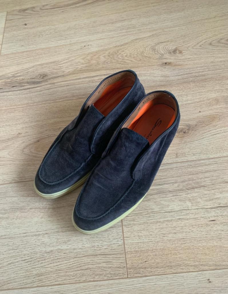 Santoni Loafers, donker blauw, maat 43, Loafers, Blauw, Ophalen of Verzenden, Zo goed als nieuw