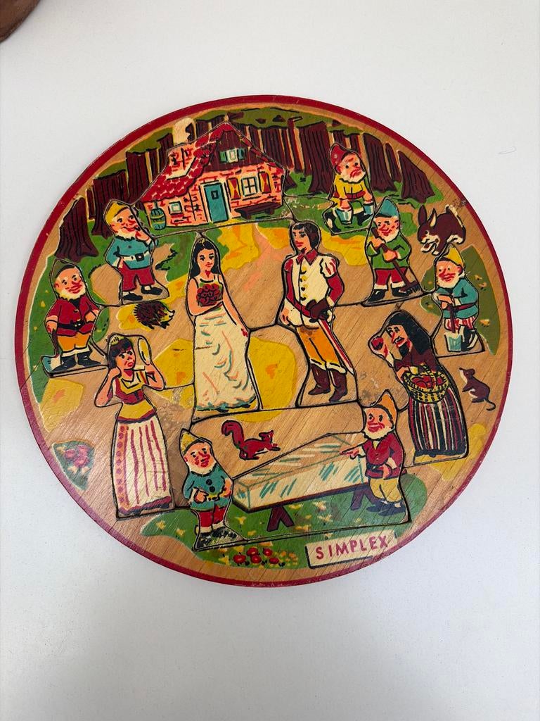 Simplex Sneeuwwitje houten puzzel, 2 tot 4 jaar, Gebruikt, 10 tot 50 stukjes, Ophalen of Verzenden