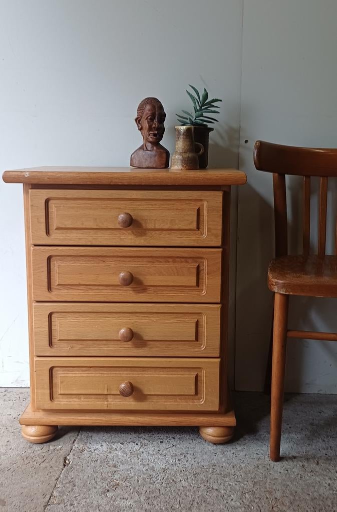 Vintage eiken houten  ladenkast 71 cm hoog, Ophalen, Gebruikt, 50 tot 100 cm, 3 of 4 laden