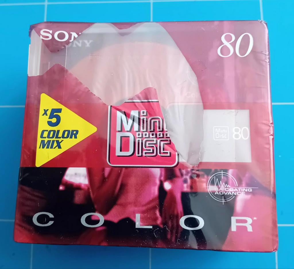 Sony 5 st Minidisc  80 Color nieuw, Ophalen of Verzenden, Minidisc-speler