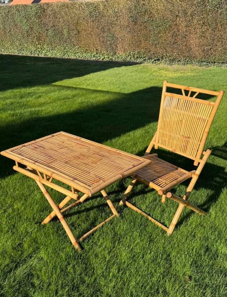 Rotan bamboe tuinset, Tuin en Terras, Ophalen, Zo goed als nieuw, Rotan, Inklapbaar