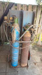 Oude gas en zuurtof flessen set, Doe-het-zelf en Verbouw, Gereedschap | Lasapparaten, Ophalen, Gebruikt, Overige typen