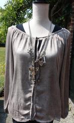 glimmende taupe hippie top - Anne Parker - oversized s, Anne Parker, Bruin, Ophalen of Verzenden, Zo goed als nieuw