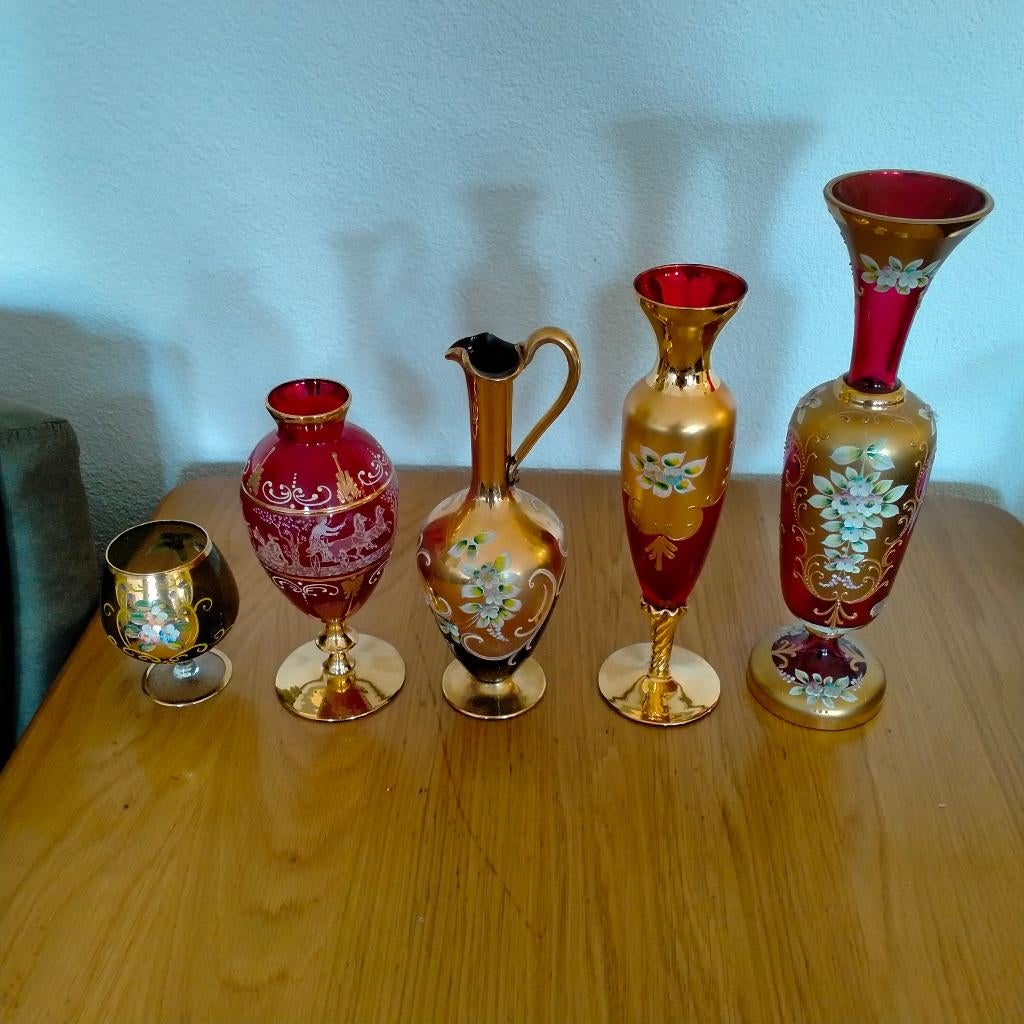 Boheemse Gouden vazen, Antiek en Kunst, Antiek | Glas en Kristal, Ophalen