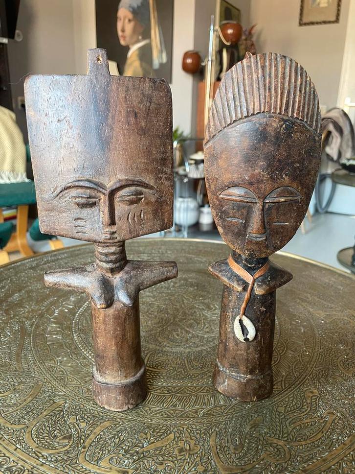 2 Ashanti vruchtbaarheidsbeeldjes, Antiek en Kunst, Kunst | Beelden en Houtsnijwerken, Ophalen of Verzenden