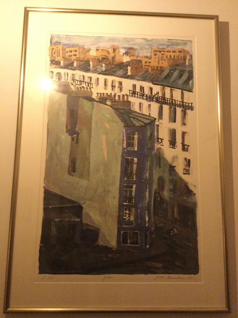 Jeroen Hermkens Litho Parijs met Lijst afm. 80  cm/ 110 cm, Ophalen of Verzenden