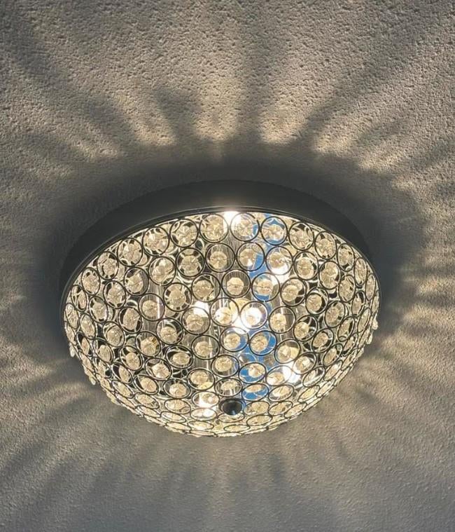 Plafondlamp met diamantjes, Ophalen of Verzenden, Gebruikt, Glas