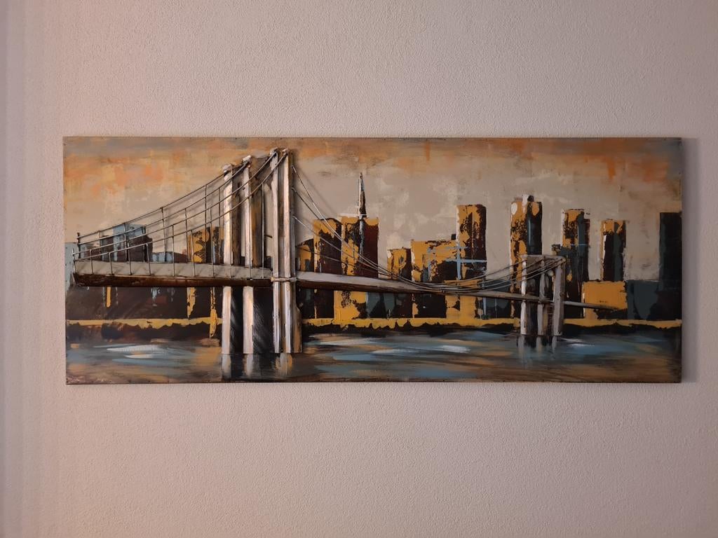 Metalen schilderij “Brug met uitzicht”, Ophalen of Verzenden