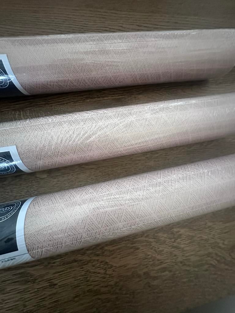 3 rollen Vliesbehang goud roze - 30m x 52cm, Ophalen, 10 tot 25 m², Roze