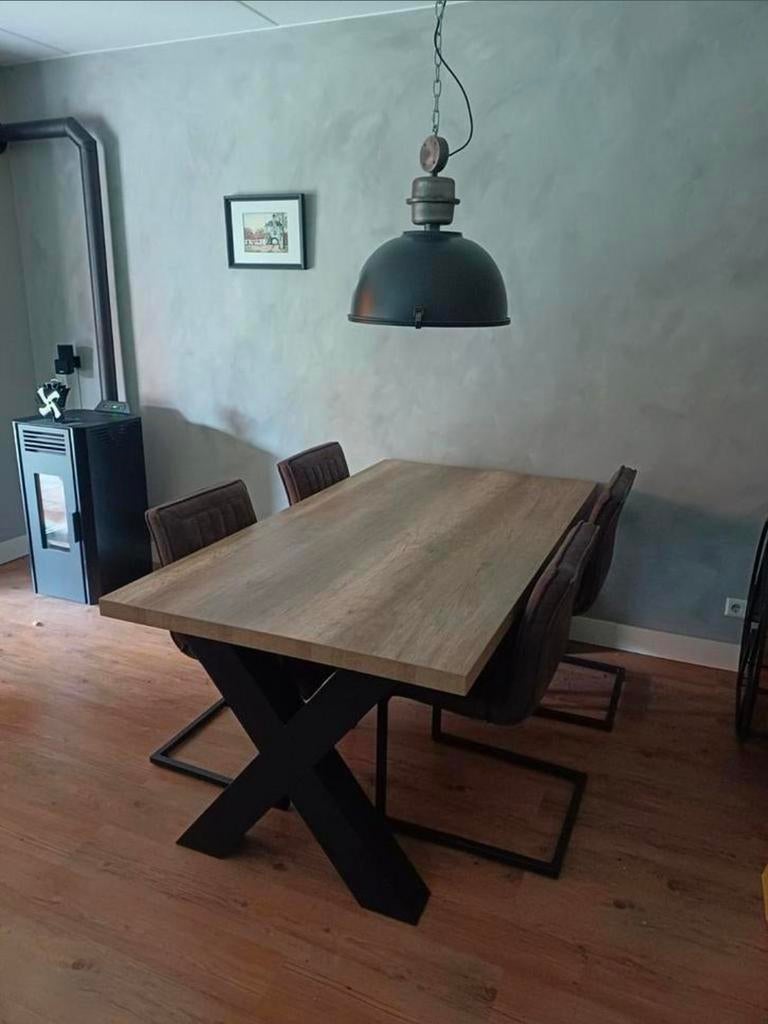 Eettafel met 4 stoelen, Huis en Inrichting, Tafels | Eettafels, Ophalen, Gebruikt, 50 tot 100 cm, 150 tot 200 cm