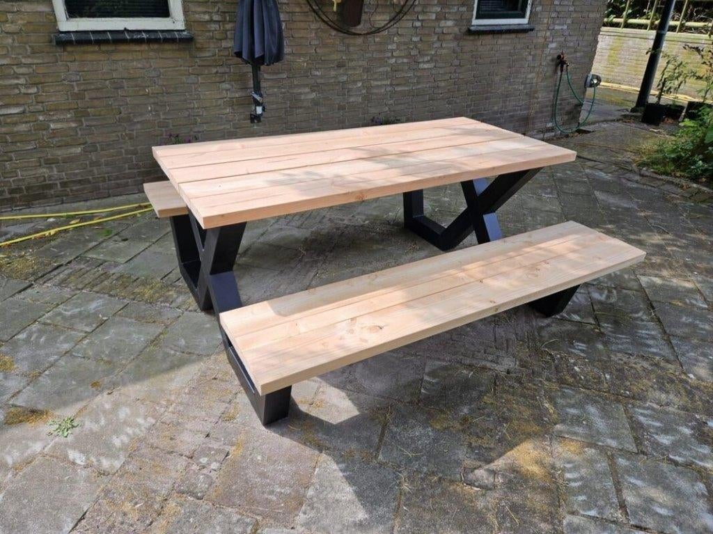 DIRECT Leverbaar Picknickset Douglas Tafel Gratis Montage, Ophalen of Verzenden, Nieuw, Rechthoekig, Hout
